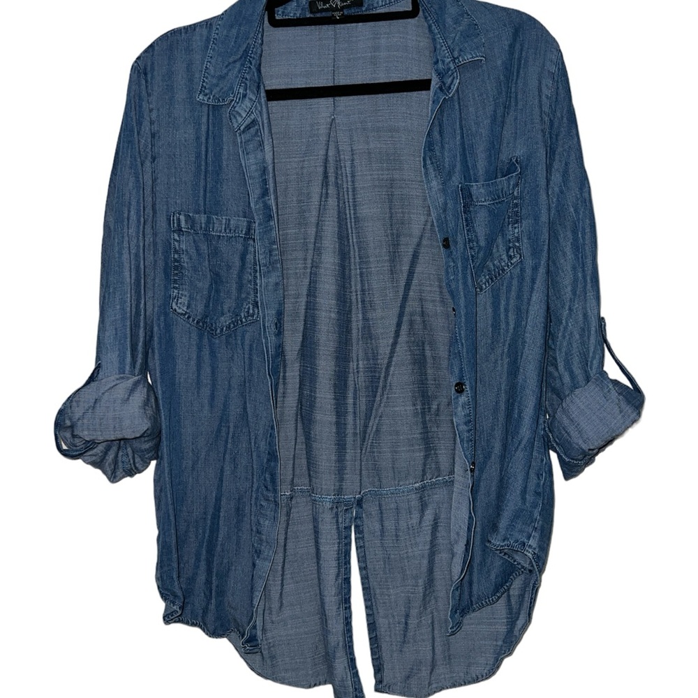 Velvet heart • size large • denim inspired button up • double front pockets